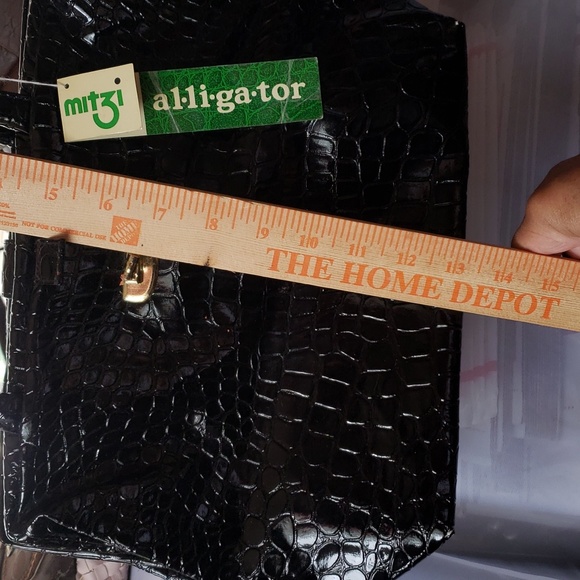 Mitzi Alligator Texture Black/Gold Handbag - Picture 6 of 8